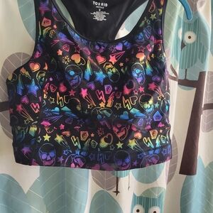Torrid Active Multicolor Skull and Heart Sports Bra